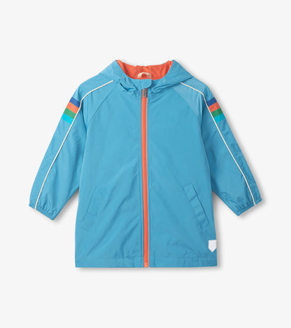 Boys Niagara Blue Jersey Lined-Rain Jacket