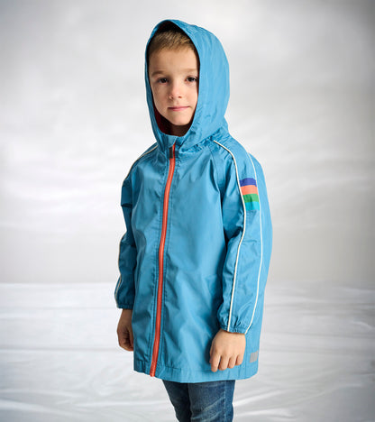 Boys Niagara Blue Jersey Lined-Rain Jacket