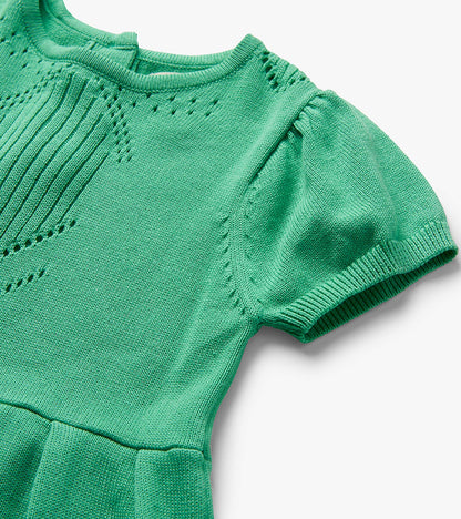 Baby & Toddler Girls Neptune Green Knit Pointelle Dress