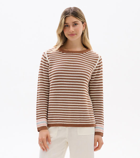 Pointelle Stripe Sweater - Neutral