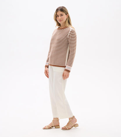 Pointelle Stripe Sweater - Neutral