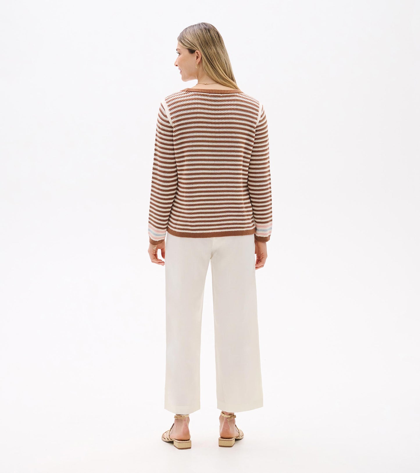 Pointelle Stripe Sweater - Neutral