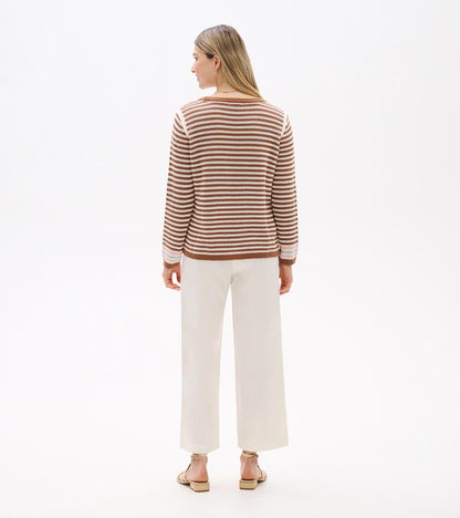 Pointelle Stripe Sweater - Neutral