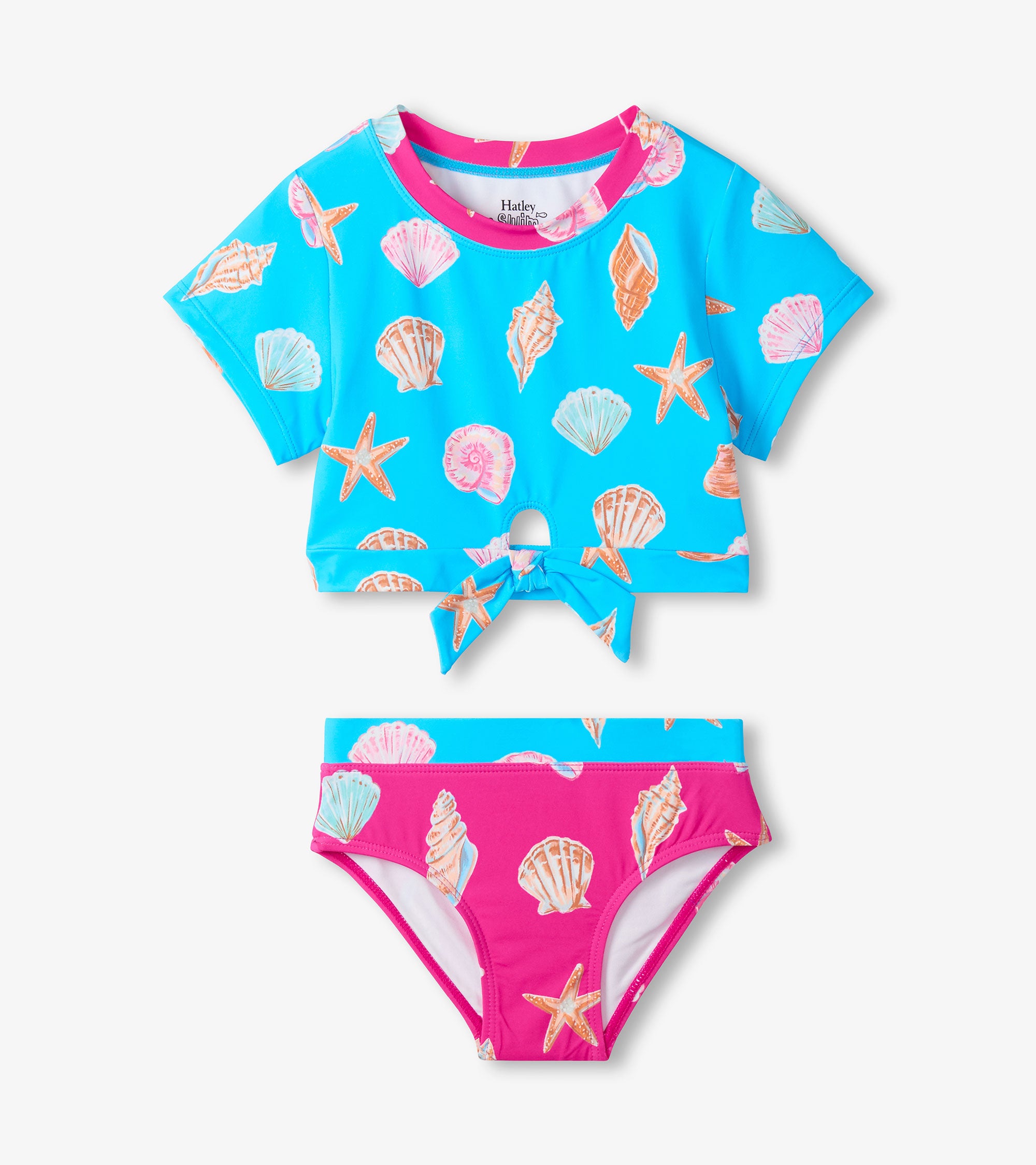 トップス pluti Beach shell SET Girls Sea Shells Tie-Front Two-Piece Swimsuit