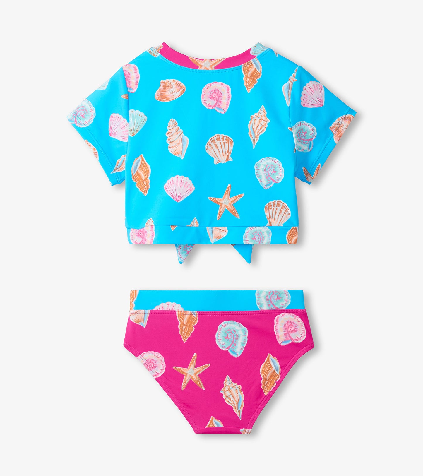 Girls Sea Shells Tie-Front Two-Piece Swimsuit