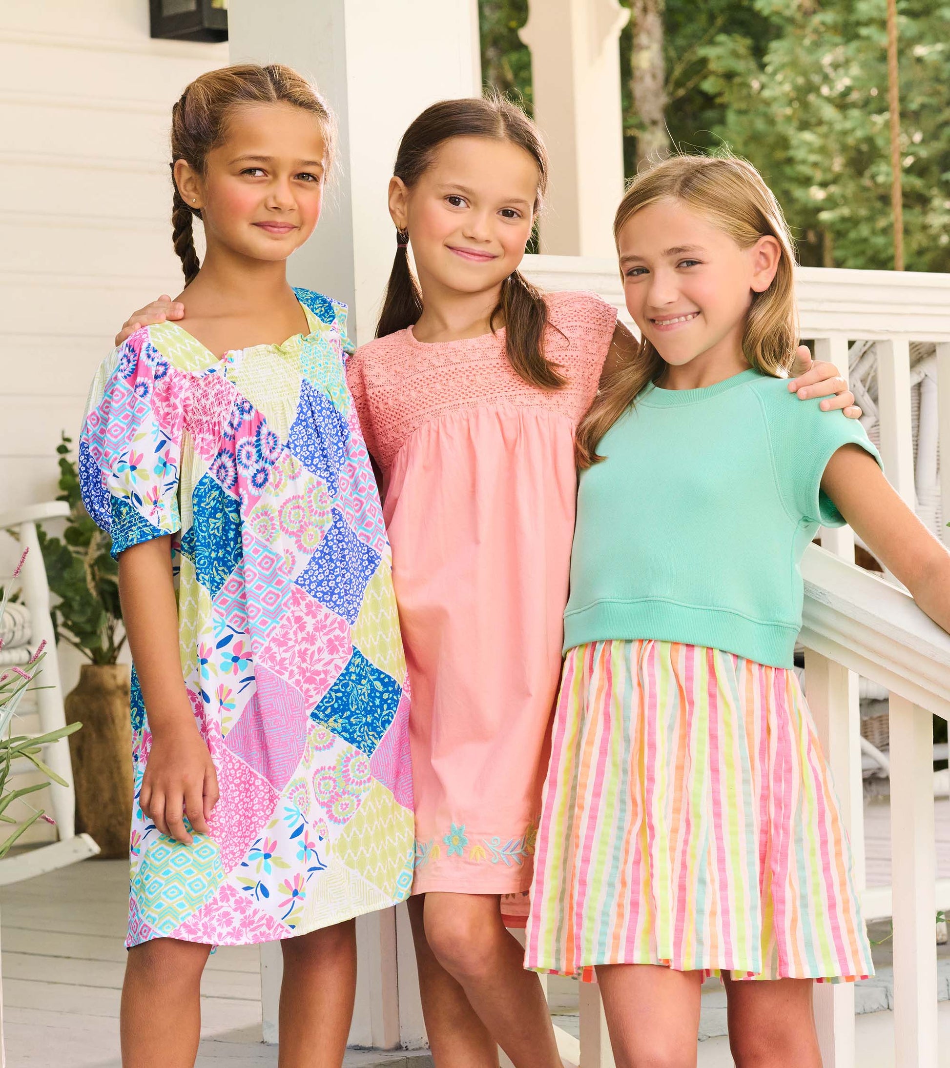 girls neon dress Girls Neon Summer Mixed Fabric Dress