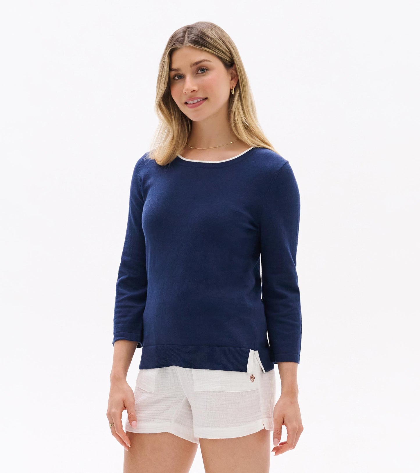 3/4 Sleeve Knit Top - Patriot Blue