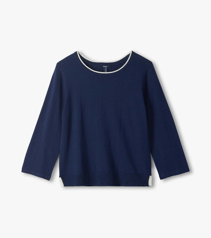 3/4 Sleeve Knit Top - Patriot Blue
