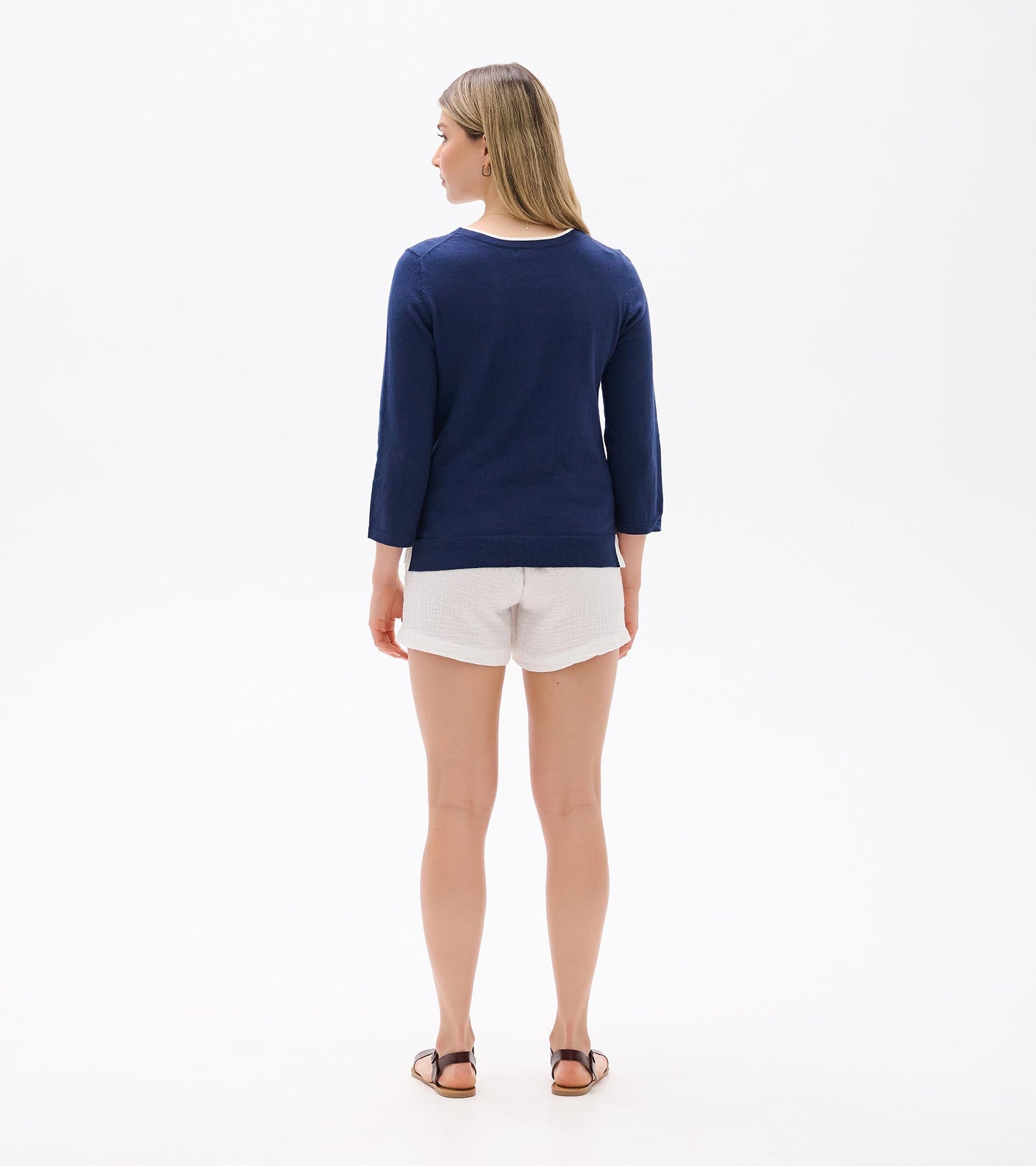 3/4 Sleeve Knit Top - Patriot Blue