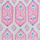 View Chloe Dress - Pressed Flowers - Pink patterned design with repeating teal and blue floral motifs