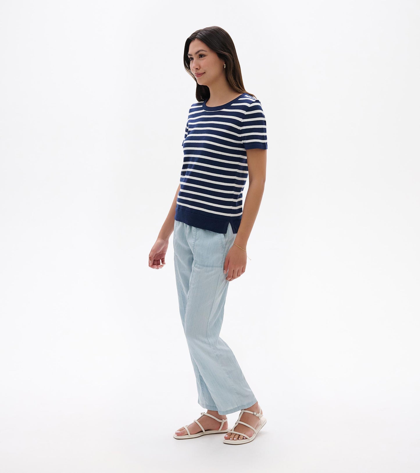 Simone Knit Tee - Navy & White Stripes