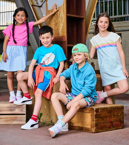 Girls Rainbow Stripe Slouchy Dress