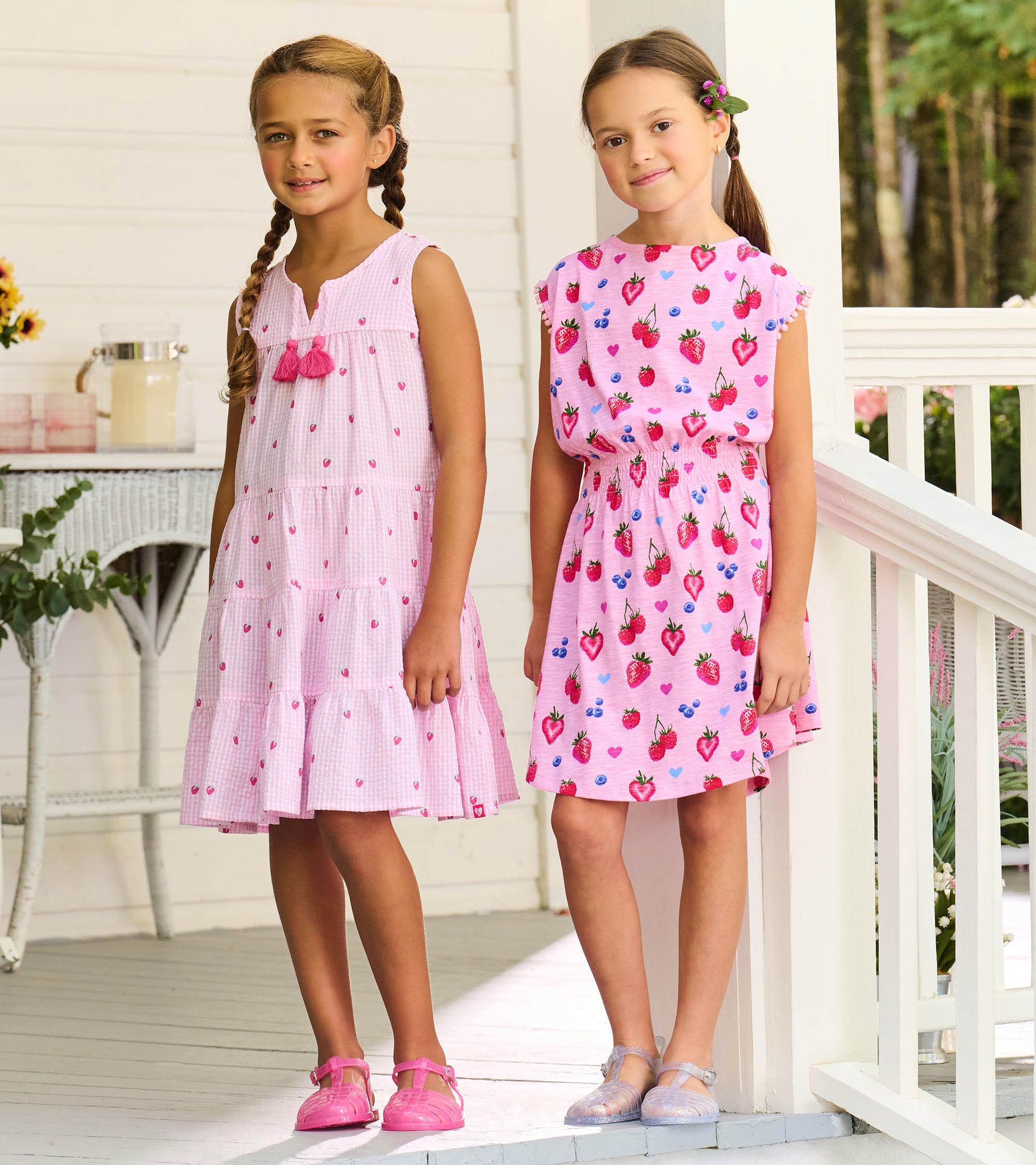Childrens Hatley Pink Summer Berries Smocked Waist Dress 7 Years
