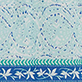 View Chloe Dress - Beach Glass Ikat - Blue and white floral and geometric patterned design with a dark blue border and white leaf motifs