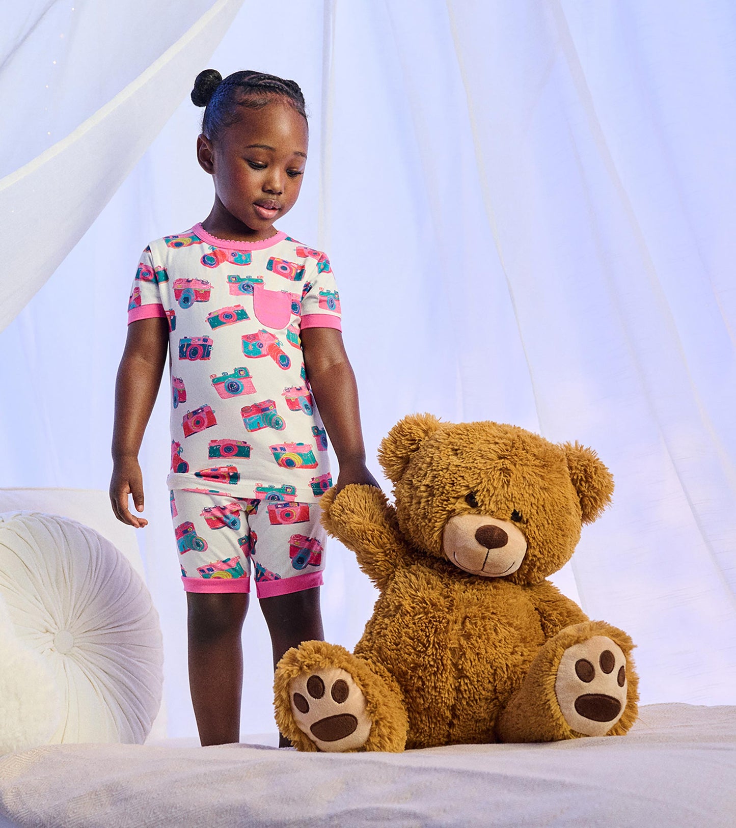 Girls Sketchy Cameras Bamboo Short Pajama Set