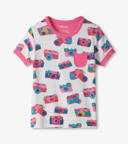 Girls Sketchy Cameras Bamboo Short Pajama Set