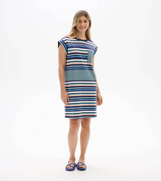 Pocket Tee Dress - Seaside Stripes