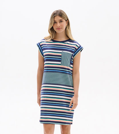 Pocket Tee Dress - Seaside Stripes