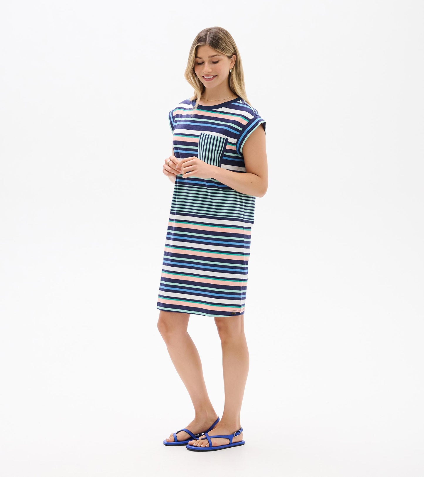 Pocket Tee Dress - Seaside Stripes