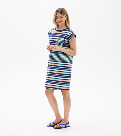 Pocket Tee Dress - Seaside Stripes