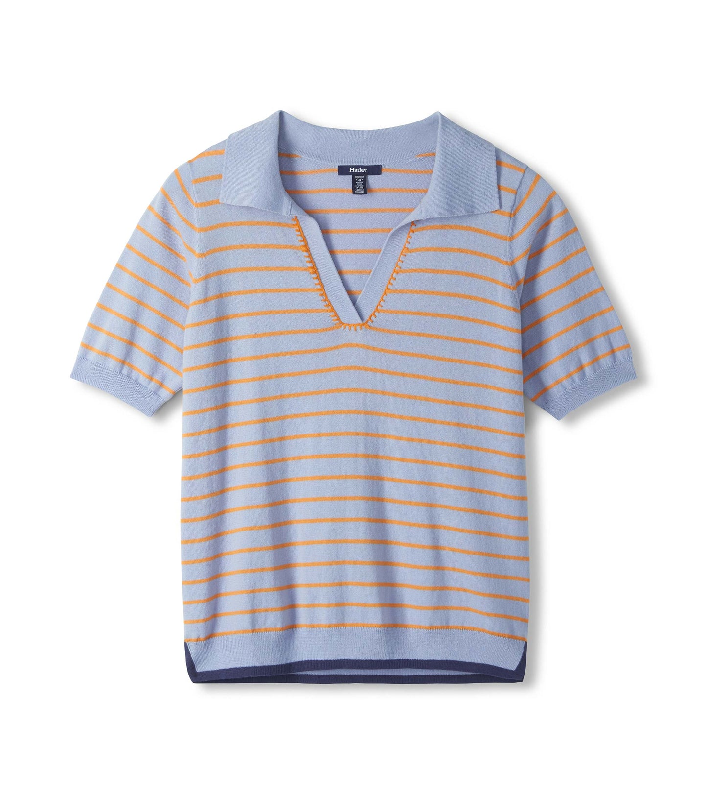 Johnny Collar Top - Serenity Stripe