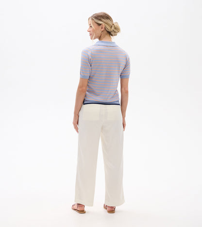 Johnny Collar Top - Serenity Stripe