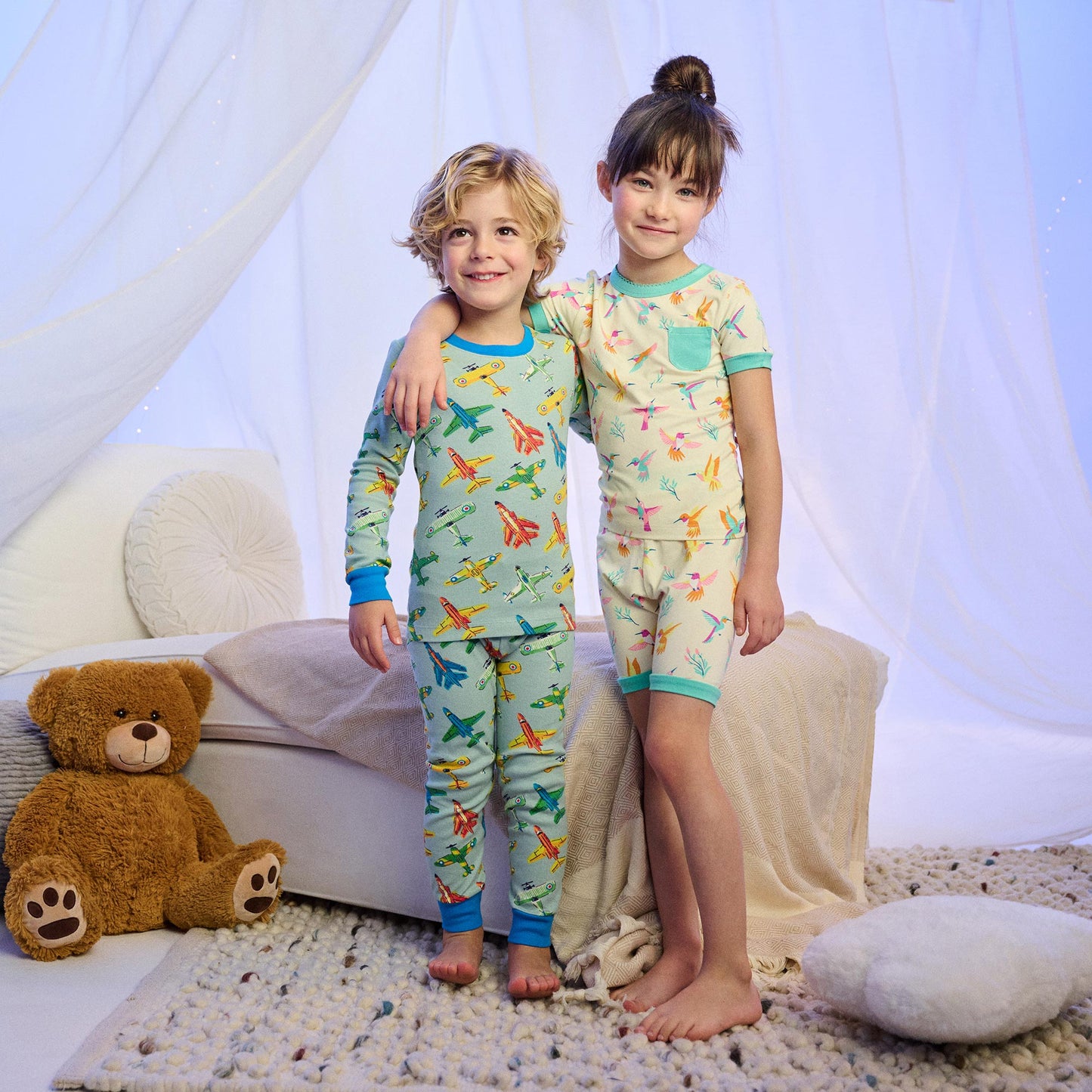 Girls Springtime Hummingbirds Bamboo Short Pajama Set