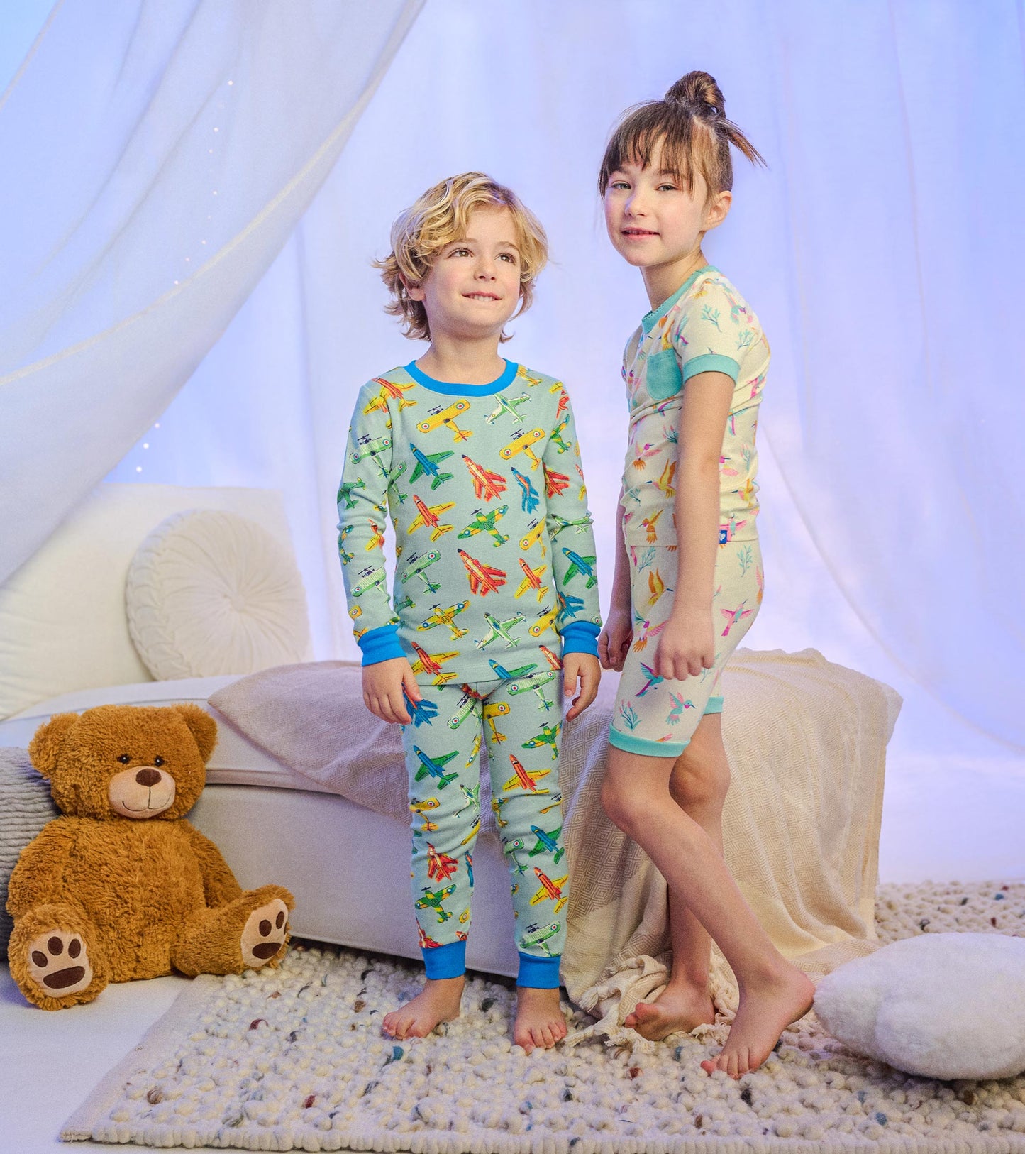 Girls Springtime Hummingbirds Bamboo Short Pajama Set