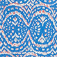 View Zip-Back Tee Dress - Soft Ikat - Blue and orange repeating floral pattern on a white background