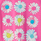 View Girls Party Flowers Graphic Tee - Pattern of pink, blue, and white daisies on a teal background