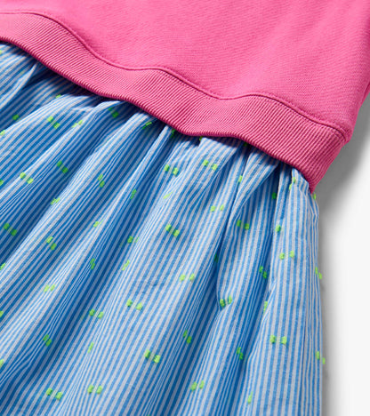 Girls Strawberry Moon Mixed Fabric Dress