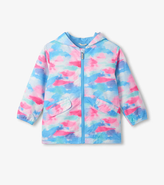 Girls Sunset Tie Dye Microfiber Rain Jacket