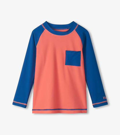 Boys Coral & Navy Long Sleeve Rashguard