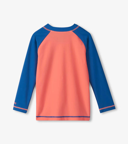 Boys Coral & Navy Long Sleeve Rashguard