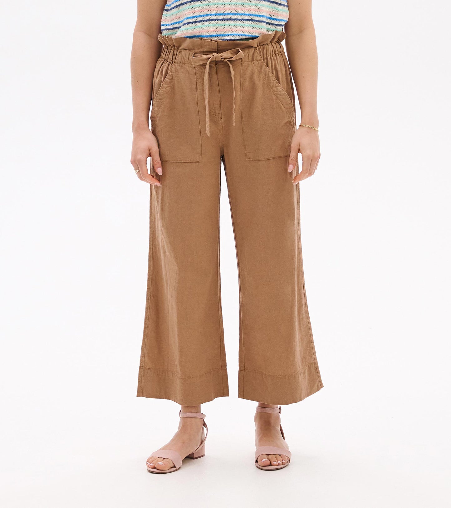 Tie Front Pants - Tiger's Eye