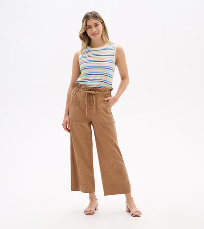 Tie Front Pants - Tiger's Eye