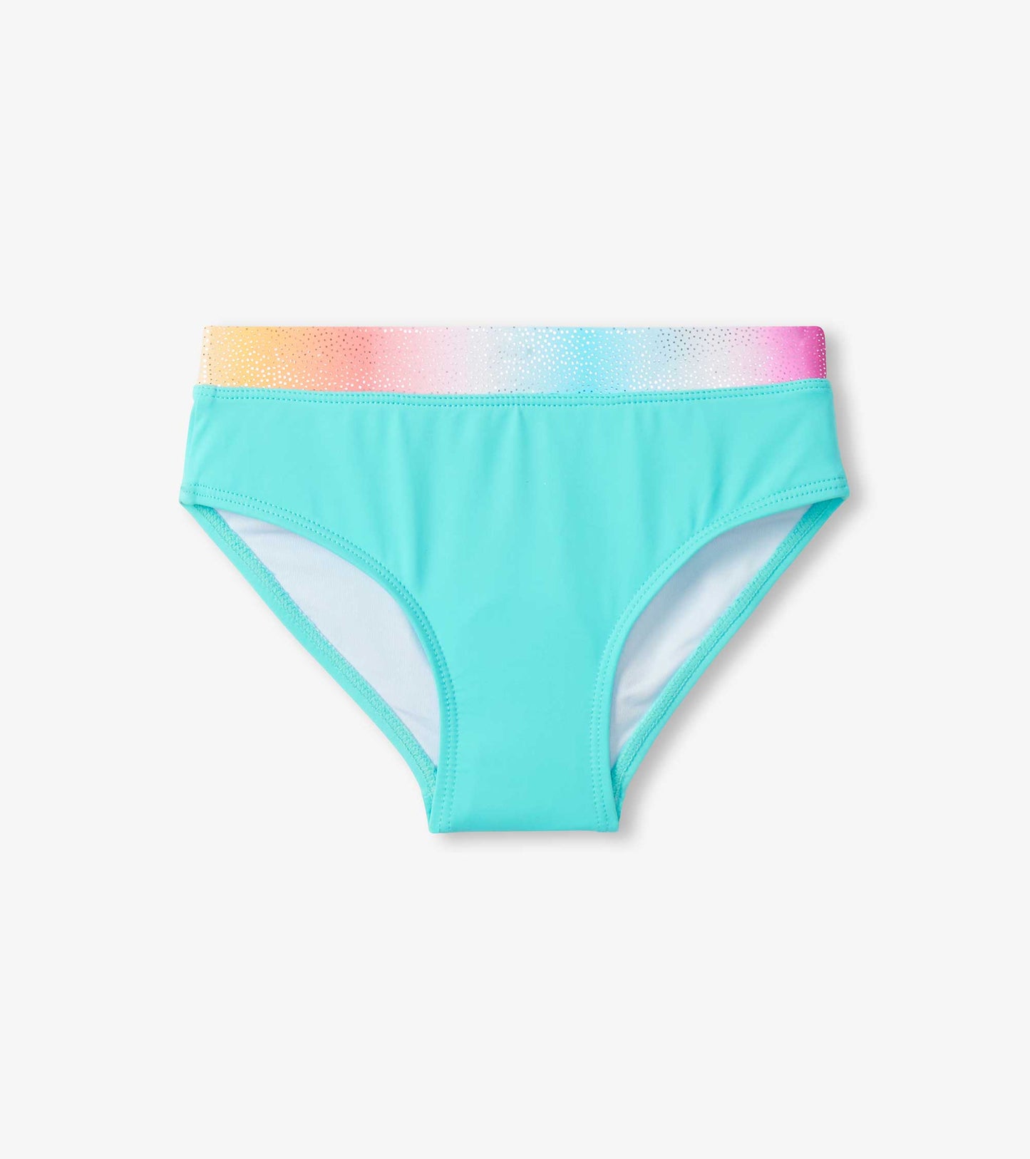 Girls Turquoise Shimmer Long Sleeve Two-Piece Rashguard Swimsuit