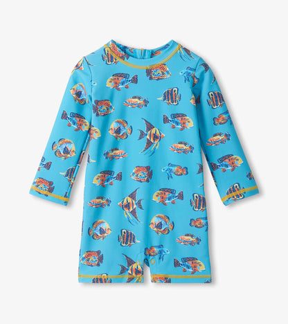 Baby Boys Tropical Ocean One-Piece Rashguard Swimsuit