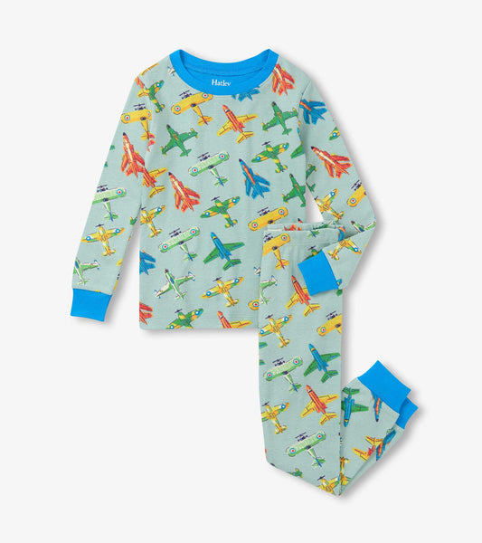 Boys Vintage Aircrafts Cotton Pajama Set
