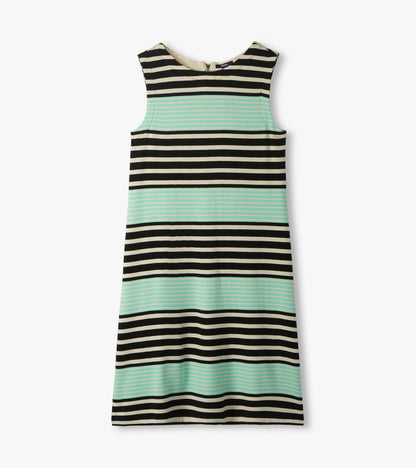 Sofia Dress - Black Colorblock Stripes