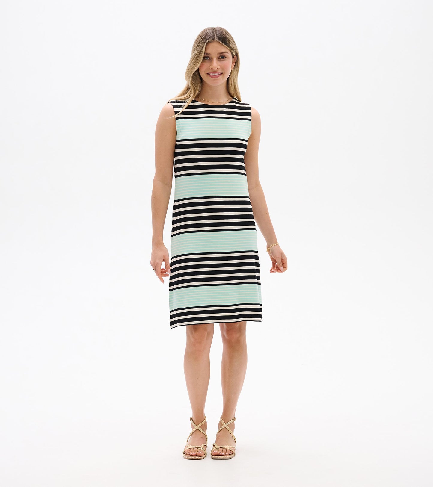 Sofia Dress - Black Colorblock Stripes
