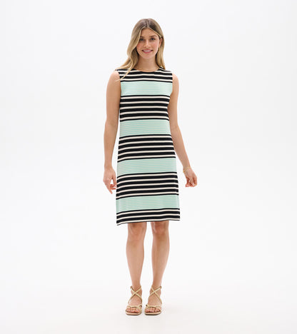 Sofia Dress - Black Colorblock Stripes