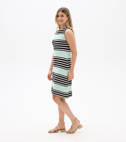 Sofia Dress - Black Colorblock Stripes