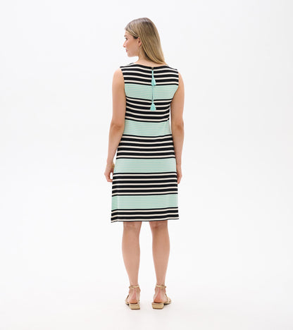 Sofia Dress - Black Colorblock Stripes