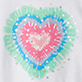View Girls Heart Burst Graphic Tee - Pastel rainbow heart with a pink center and small white dots on a white background