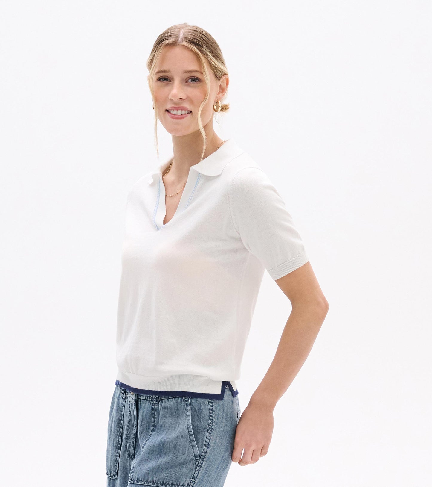 Johnny Collar Top - White