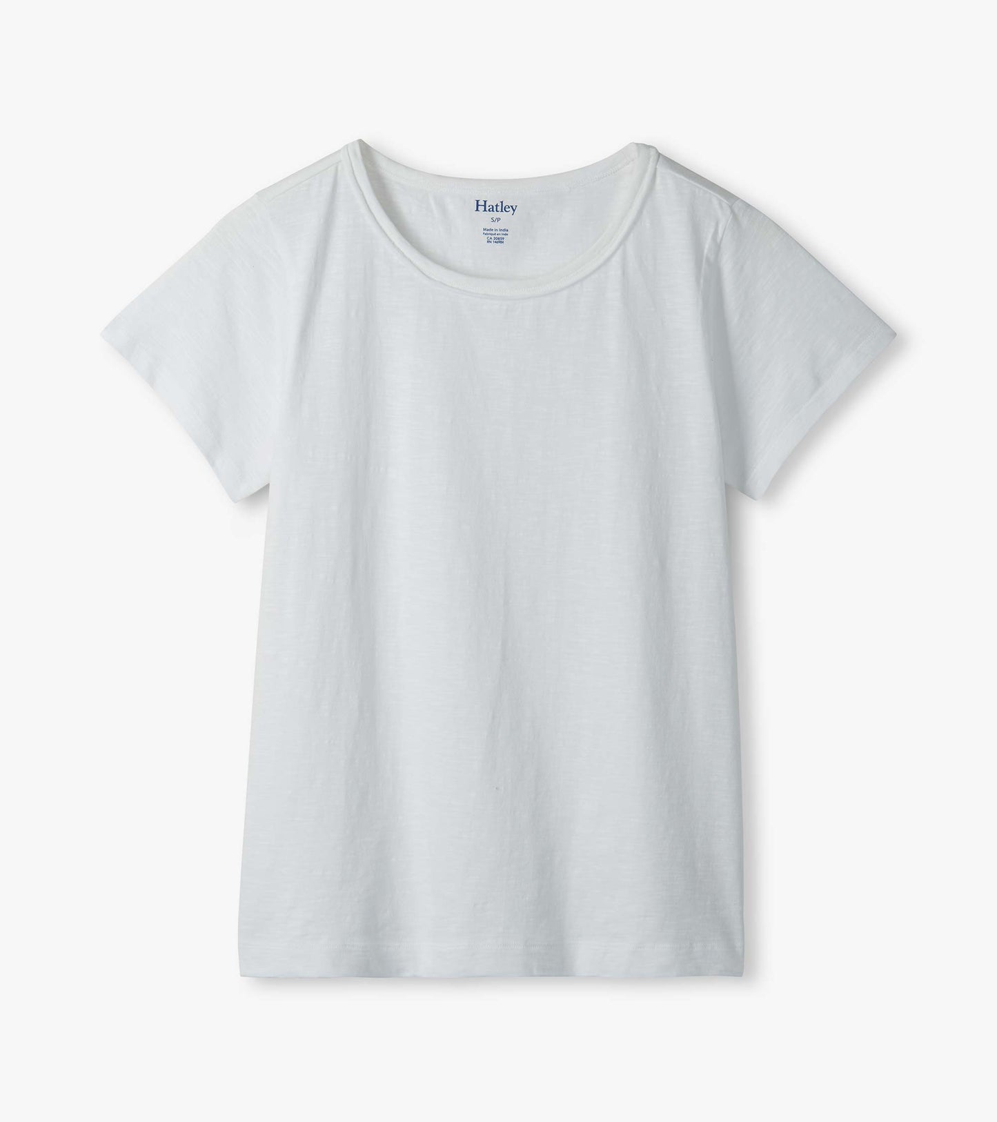 White short-sleeve crew neck T-shirt with a relaxed fit, front view