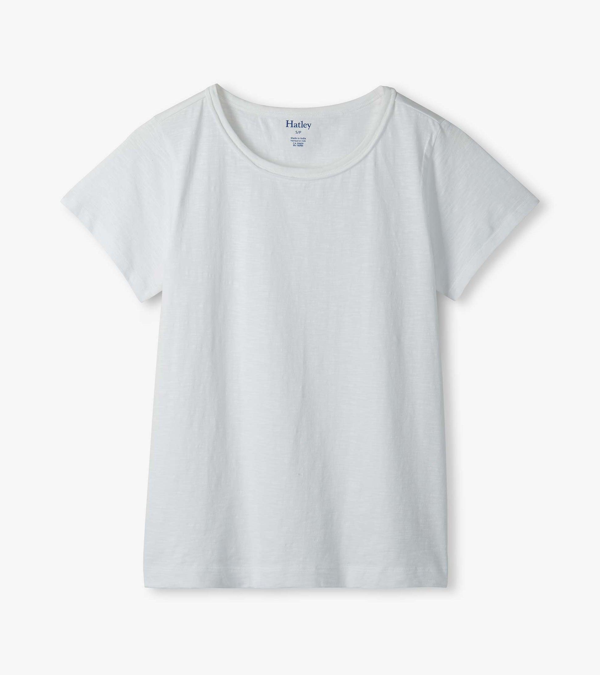 White short-sleeve crew neck T-shirt with a relaxed fit, front view