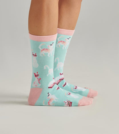 Kitty Cat Book Club Women's Crew Socks