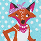 View For Fox Sake Women's Crew Socks - Cartoon fox with flowers on its head, wearing a pink beaded necklace on a blue polka-dot background